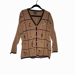 Terrazzo Vintage Novelty Cat Knit Cardigan Sweater NWT Deadstock 2X